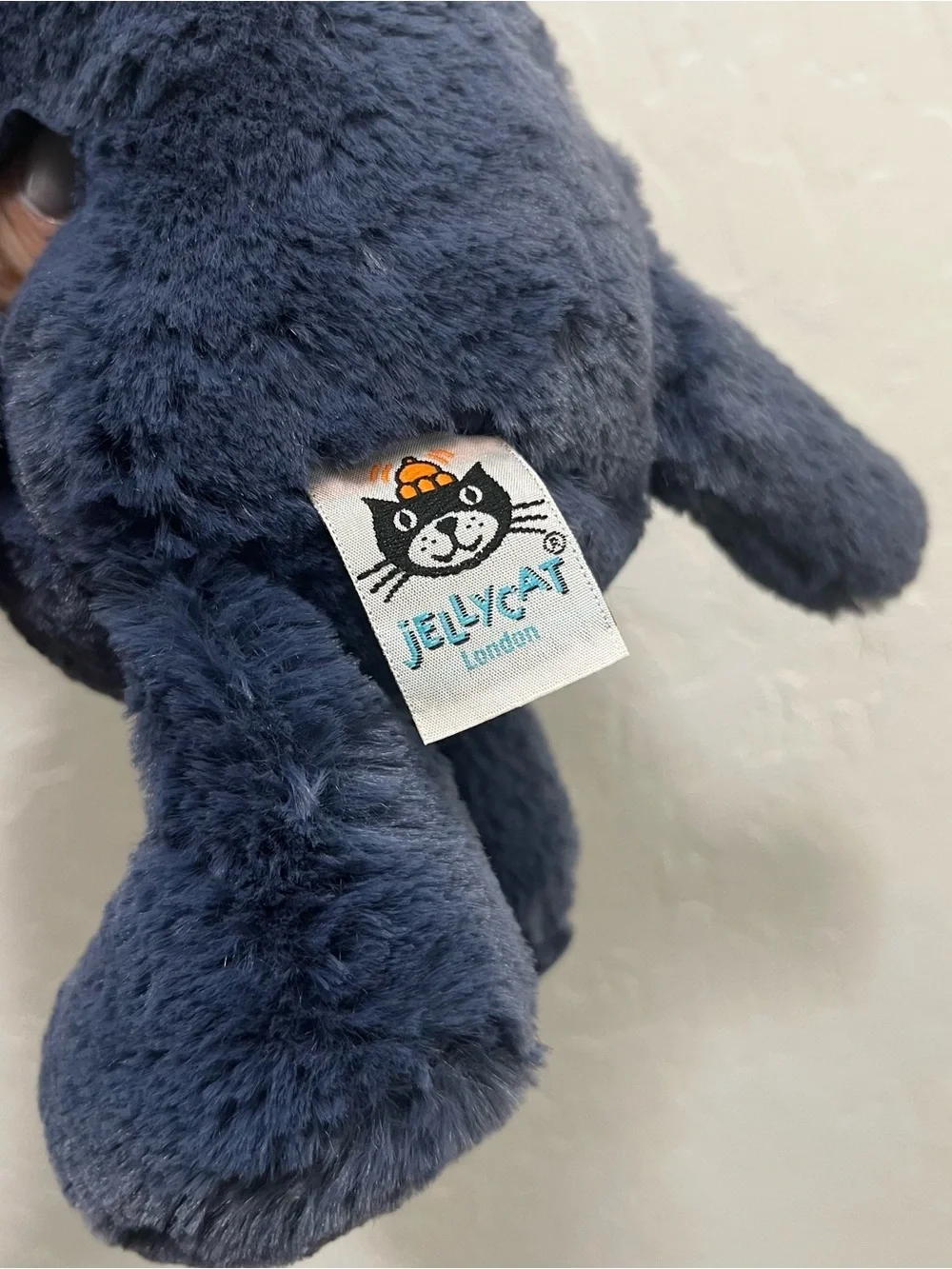 Jellycat London Medium Bashful Elephant Navy Blue Plush NWT